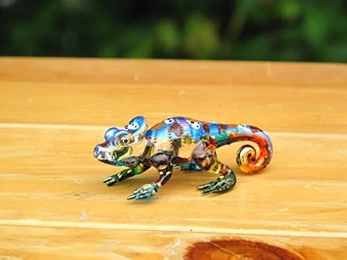 Vista 8 de Figura de animal de reptiles soplados de cristal de camaleón de 2 pulgadas hecha a mano - No.2