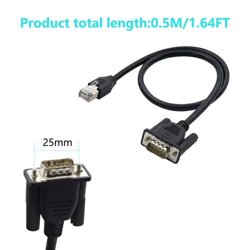 Vista 5 de Cable RJ45 a DB9 RJ45 macho a DB9 9 pines macho RS232 Puerto serie Cat5 Ethernet LAN Cable de consola RJ45 a RS232 Dispositivos de red Cable
