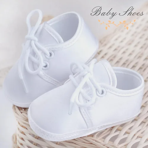 Vista 2 de Booulfi Botines de bebé para recién nacidos para bautizo, vestido blanco con cruz de bautismo