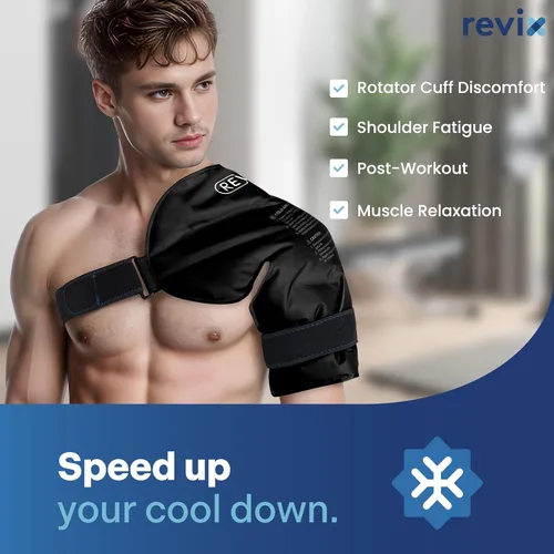 Vista 3 de REVIX Paquete de Hielo XL para Hombro Terapia de Frío para Manguito Rotador, Envolturas de Paquete de Hielo de Gel Reutilizable para Hombro