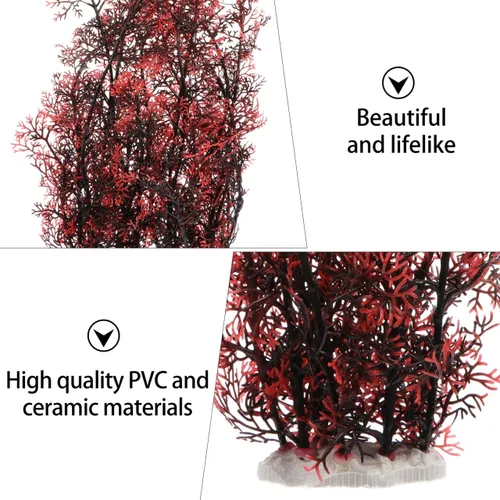 Vista 3 de balacoo 2 plantas de plástico para decoración de acuario, árbol de coral rojo para decoración de peceras, plantas artificiales para adorno submarino