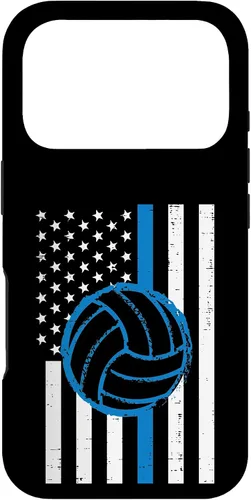 Vista 30 de US Flag Blue Line Volleyball Vintage Patriotic Police Cop Case for iPhone 17