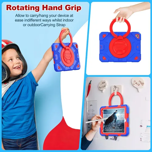 Vista 4 de Timecity Funda para iPad de 9ª/8ª/7ª generación de 10.2 pulgadas, protección duradera con protector de pantalla, asa, soporte, correa, soporte