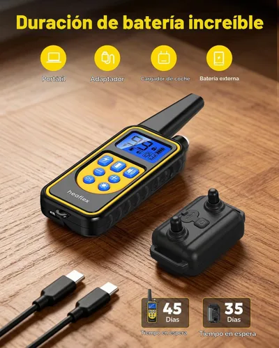 Vista 8 de Collar eléctrico de entrenamiento para perros con control remoto de 1640 pies, E-Shock, modos de entrenamiento seguros, collares impermeables IP67