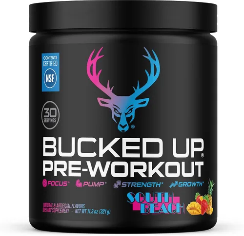 Vista 9 de Bucked Up Pre Workout 6 gramos de citrulina, 2 gramos de beta alanina y 3 otros ingredientes de marca registrada (Blue Raz)