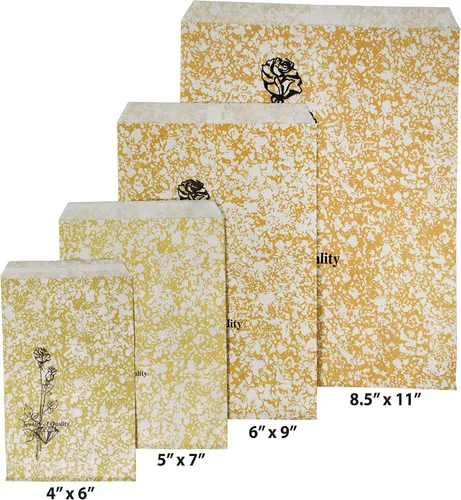 Vista 3 de CuteBox Goldtone Jewelry - Bolsas de regalo de papel plano de calidad, 100 unidades (4 x 6 pulgadas) para venta al por menor, mercancía, embalaje