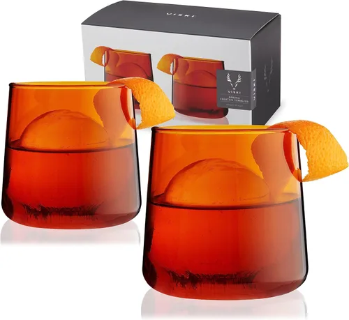 Vista 10 de Viski Aurora Tumblers - Copas de vino de colores, divertidas copas de cóctel teñidas en transparente, gris, verde y ámbar, aptas para lavavajillas