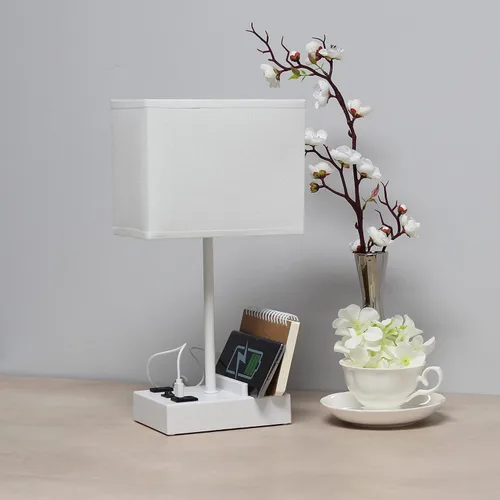 Vista 10 de Simple Designs LT1110-WOW - Lámpara de escritorio rectangular moderna de 15.3 pulgadas de alto con 2 puertos USB y salida de carga con pantalla