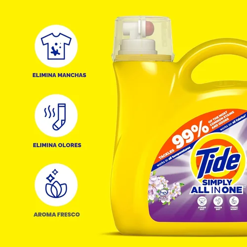 Vista 4 de Tide Simply All-In-One, detergente líquido para ropa sucia con aroma a flor de saúco, 89 cargas, 117 onzas líquidas