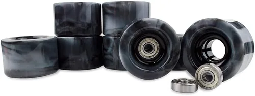 Vista 4 de Ruedas de patines en blanco y negro, 60 × 1.575 in, juego de ruedas 88A Quad Skate con rodamientos
