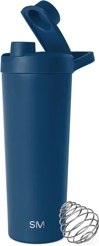 Vista 24 de Simple Modern - Botella agitadora de acero inoxidable con bola de 24 onzas Taza metálica aislada para mezclas de proteínas, batidos y Negro