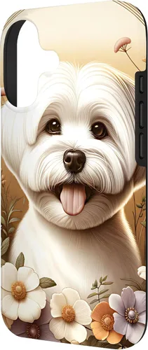 Vista 2 de Maltese Dog Summer Wildflowers Artwork Case for iPhone 17