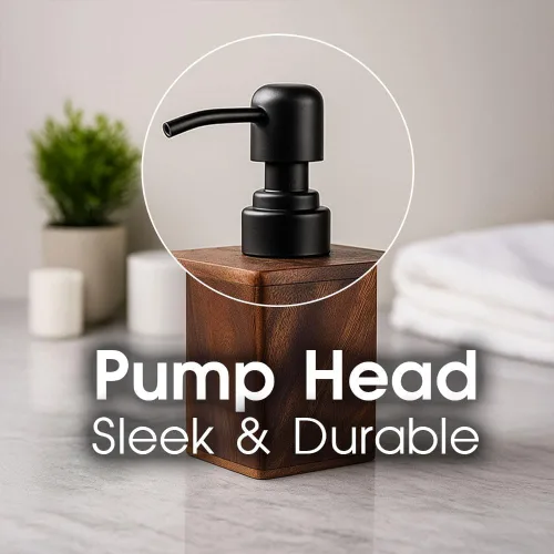 Vista 5 de Dispensador de jabón de madera maciza de 6.8 fl oz para baño, cocina, bomba de jabón de manos recargable de madera, dispensador de loción