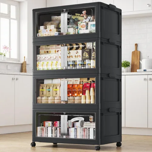 Vista 14 de BROVIEW Contenedores de almacenamiento apilables de 160 cuartos de galón con tapas, caja de almacenamiento plegable extragrande de 40 galones