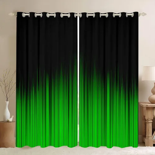 Vista 40 de Feelyou Cortinas abstractas degradadas para niños, adolescentes y mujeres, cortinas de ventana azules, moradas y negras, tratamientos geométricos