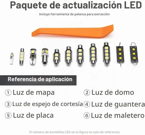 Vista 9 de 8 piezas de kit de luces LED blancas interiores para Toyota Camry 1997 1998 1999 2000 2001, luces de mapa, cúpula, maletero, espejo de tocador