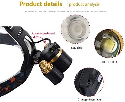 Vista 4 de Luz de pesca de alta potencia LED faro faro 10000 lúmenes Led lámpara de cabeza campamento caminata luz de emergencia Pesca equipo al aire libre