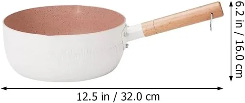 Vista 3 de Hemoton Sartén antiadherente para leche de 1.5 L, práctica olla con mango de madera, versátil olla pequeña para sopas, salsas y leche caliente, olla