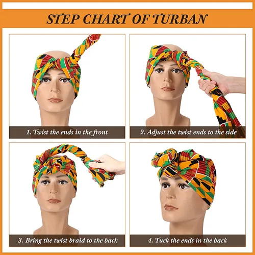 Vista 4 de 3Pcs Women African Dashiki Skirt Traditional Costume African Bohemian Head Wrap Scarf Drop Dangle Earring
