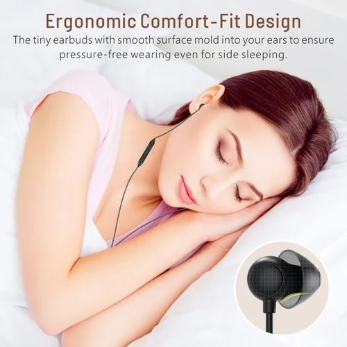 Vista 2 de Hearprotek Auriculares para dormir, 2 pares de auriculares intrauditivos suaves y cómodos con micrófono de bajo perfil de reducción de ruido
