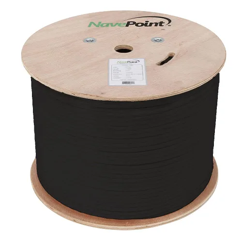 Vista 2 de NavePoint Cable Ethernet CAT6A, UTP, clasificación CMR, negro, 1000 pies