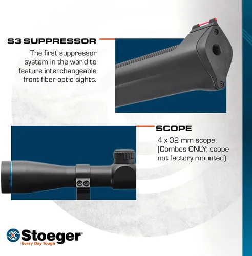 Vista 5 de Stoeger Combo S4000-E - Calibre .22 - Sintético negro con pellets puntiagudos X-Power Dome