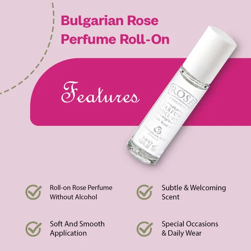 Vista 4 de Perfume de rosa búlgara roll-on con aceite de rosa natural, sin alcohol, fragancia aromática natural, perfume unisex, perfecto para todos, 0.3 fl oz