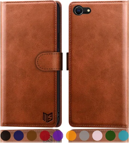 Vista 8 de SUANPOT para iPhone 7/8/SE2/SE 3rd 2020/2022 4.7" Funda tipo cartera con bloqueo RFID y soporte para tarjeta de crédito, Libro tipo Flip de piel