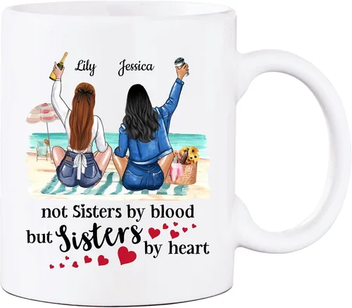 Vista 8 de Taza personalizada para mejor amiga para mujer, con texto en inglés "Best Friends We'll Be Friends Until We're Old Taza para mejor amiga, mejor