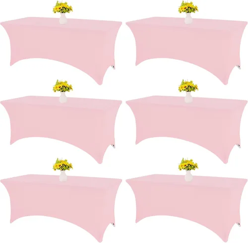 Vista 20 de HAISIWLKJ Paquete de 3 manteles beige de 6 pies para mesa plegable rectangular de elastano, ajustada, elástica, resistente a las arrugas, lavable