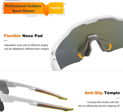 Vista 6 de FEISEDY Gafas de sol deportivas polarizadas para jóvenes, gafas de sol de ciclismo para niños, gafas de béisbol deportivas para niños y niñas de 8 a