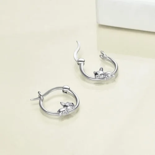Vista 3 de VONALA Bonitos aretes de aro de plata de ley 925, regalos de cumpleaños para mujer