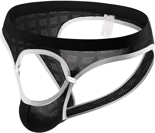 Vista 8 de Bragas sexis con frente abierto para hombre, ropa interior con suspensorio, tanga tanga bikini sissy tangas gay bragas para sexo