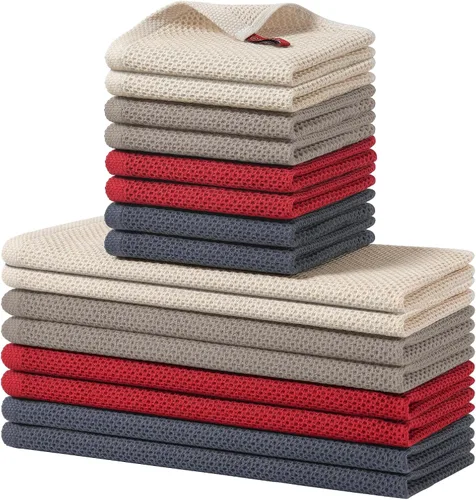 Vista 11 de Homaxy Juego de toallas y paños de cocina 100% algodón, 30 x 30 centímetros y 33 x 71 centímetros, juego de 8 toallas de cocina ultra suaves