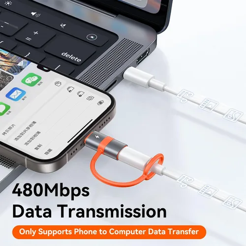 Vista 4 de mcdodo Adaptador Lightning hembra a USB C macho de 60 W Lightning a Tipo-C, compatible con carga y transferencia de datos para iPhone 15 16
