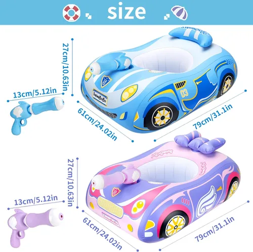 Vista 2 de Swimbobo - Flotador de piscina para niños pequeños con asiento, barco, inflable, avión, piratas, tiburones, coche para niños, juguetes al aire libre