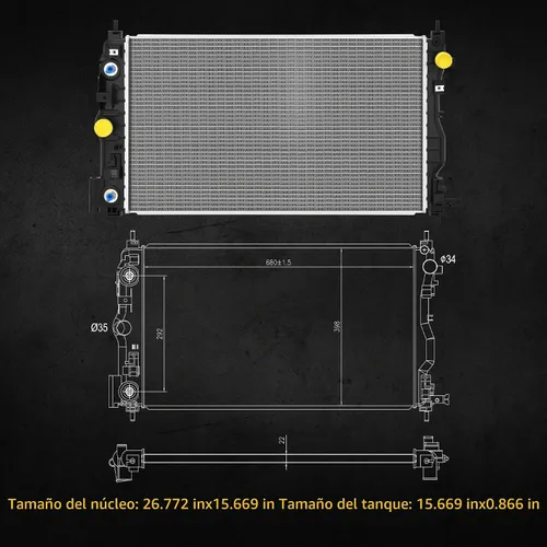 Vista 5 de DWVO Radiador compatible con Ford Expedition 2011 2012 2013 2014 F-150 2015 2016 2017 Lincoln Navigator 2015 2016 2017 3.5L 5.0L V6 V8