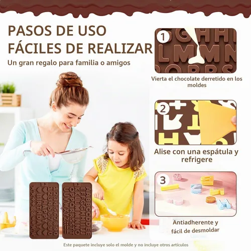Vista 4 de 2 moldes de silicona para chocolate, moldes de letras de números, moldes reutilizables para dulces con símbolos de decoración de feliz cumpleaños
