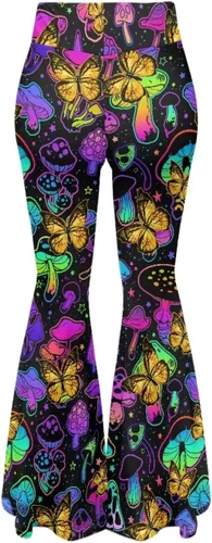 Vista 3 de Leggings acampanados para mujer, pantalones de yoga con levantamiento de glúteos
