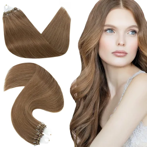 Vista 16 de Hairro Micro Loop - Extensiones de cabello humano microenlaces de microperlas de cabello Remy para mujer, reflejos degradados, fusión fría, micro