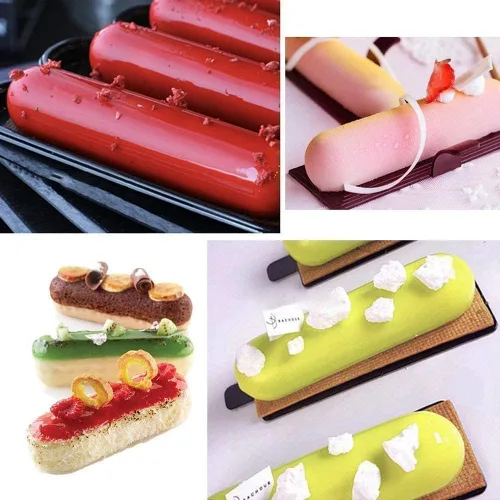 Vista 3 de Molde de silicona de tira larga, 2 unidades, 10 cavidades, molde de chocolate, forma de dedo, rectangular, cereales, barra de chocolate, moldes