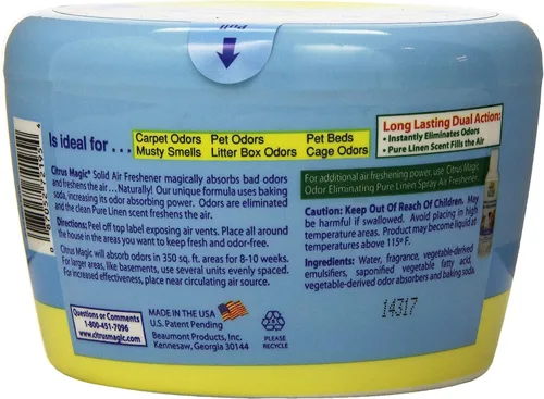 Vista 2 de Citrus Magic Ambientador sólido absorbente de olores para mascotas, lino puro, 20 onzas