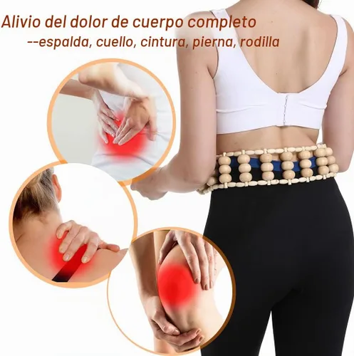 Vista 3 de Herramientas de masaje de terapia de madera para esculpir el cuerpo, cuerda de rodillo de masaje de espalda, kit de maderoterapia de masaje manual