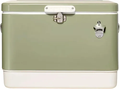 Vista 7 de FSE Enfriador de Metal de Lados Duros de 54 Cuartos / 80 Latas, Camuflaje Gris y Negro de Dos Tonos, Enfriador de Bebidas Duradero para Exteriores