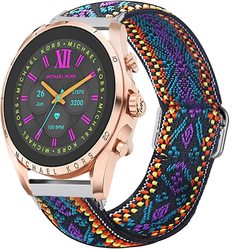 Vista 7 de Lamshaw - Correa elástica ajustable de nailon elástico compatible con Michael Kors Gen 6, Bradshaw Smartwatch/MK Gen 6 Bradshaw 2021