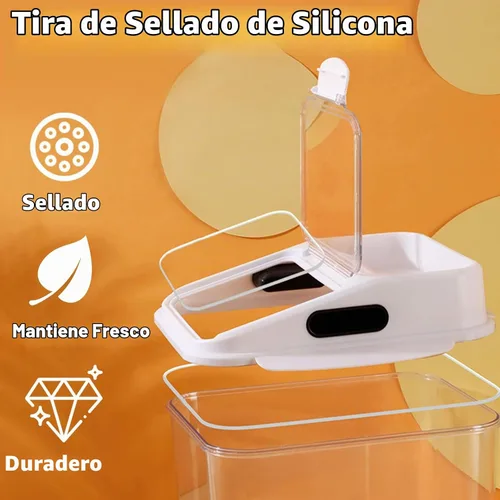 Vista 5 de Fhiny Contenedor de almacenamiento de alimentos para perros de 5.5LB, contenedor hermético para premios para mascotas, barriles translúcidos