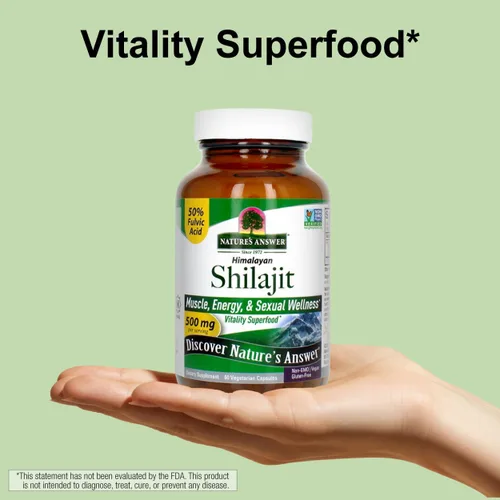 Vista 2 de Nature's Answer Cápsulas de Shilajit del Himalaya de 500 mg por porción Shilajit purificado PrimaVie con 50% de ácido fúlvico Energía, vitalidad