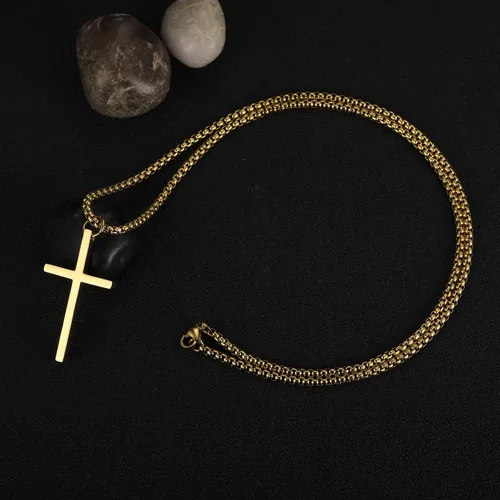 Vista 3 de Rehoboth Cross Pendant Necklaces for Boy Men Girl Women Philippians 413 Bible Verse I Can Do All Things Stainless Steel Chain 16202428 Inchs Black