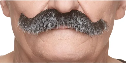 Vista 17 de Mustaches Self-Adhesive Fake Mustache, Synthetic Fur Costume Accessory Set Arqueólogo gris con blanco