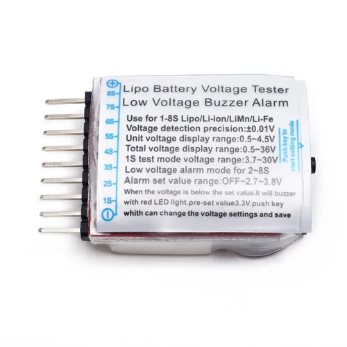 Vista 3 de 2 unids Zumbador de bajo voltaje Lipo Alarma Piezo Probador Comprobador Warner Saver Voltaje 1-8S Lipo Li-ion LiMn Li-Fe Monitor de batería